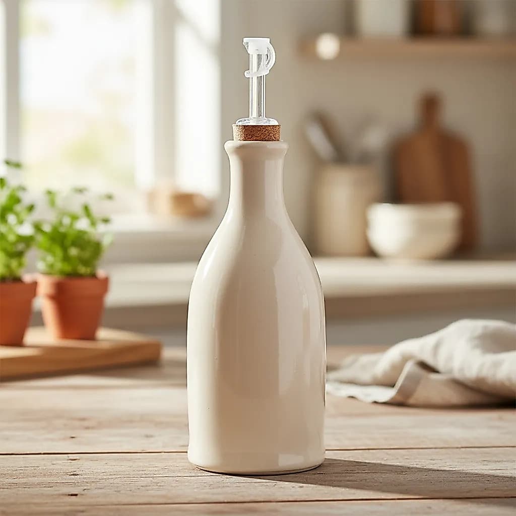 Porta Azeite  em Cerâmica Colorida Grande 260ml com Bico Dosador em Inox