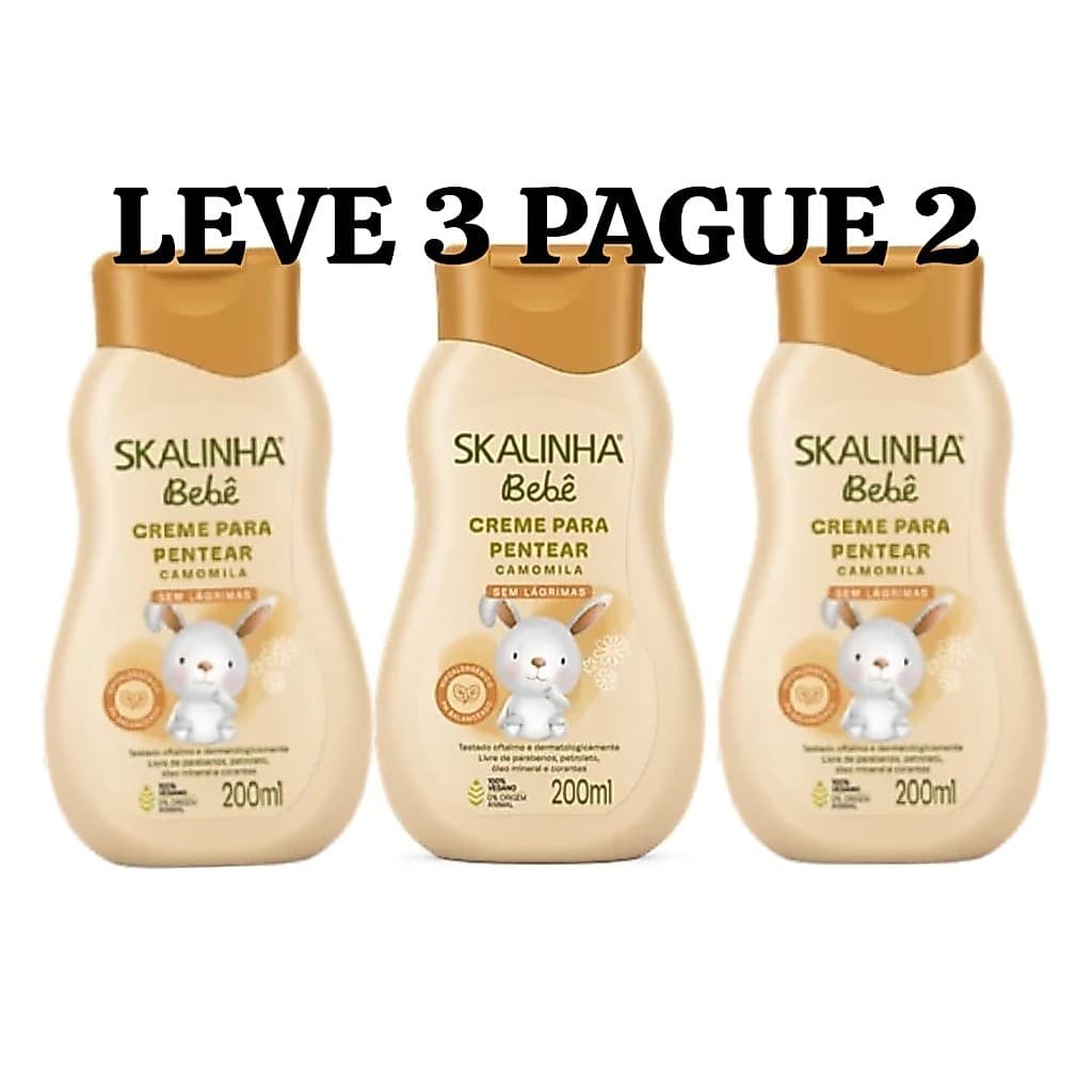 Kit Leve 3 Pague 2 Creme de Pentear Skalinha Bebê Camomila 200ml
