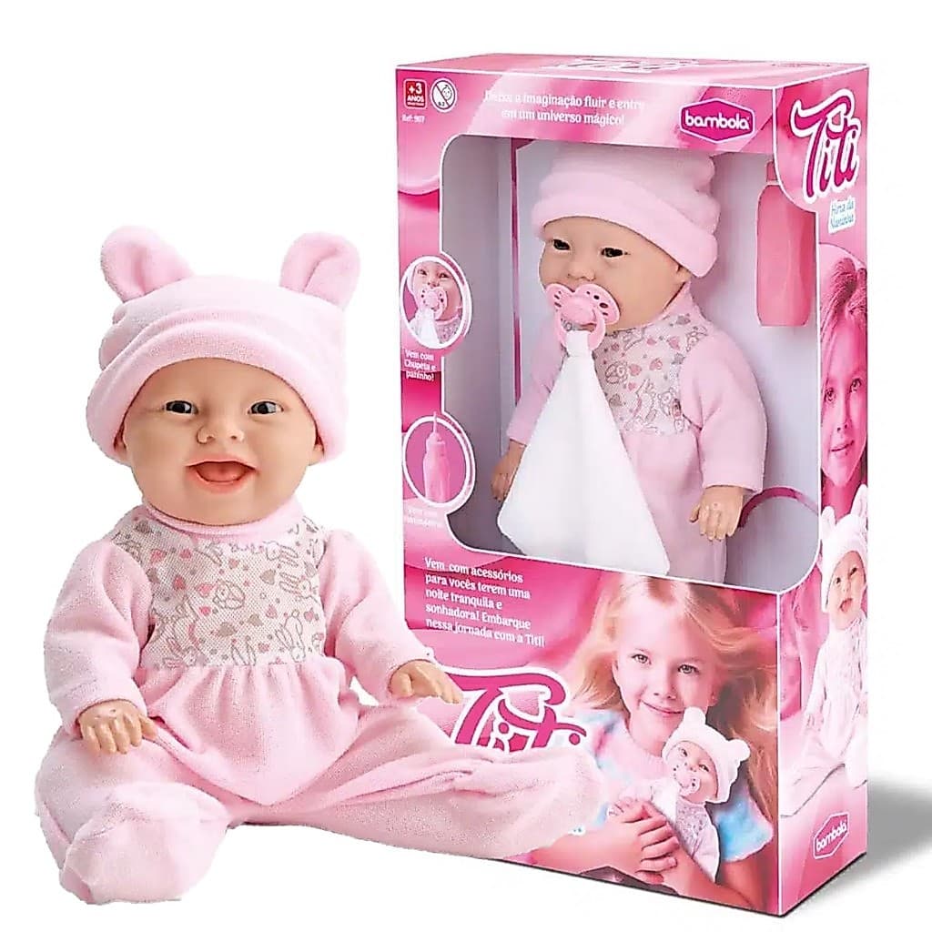 Boneca Titi Hora Da Naninha Com Chupeta E Mamadeira Bambola