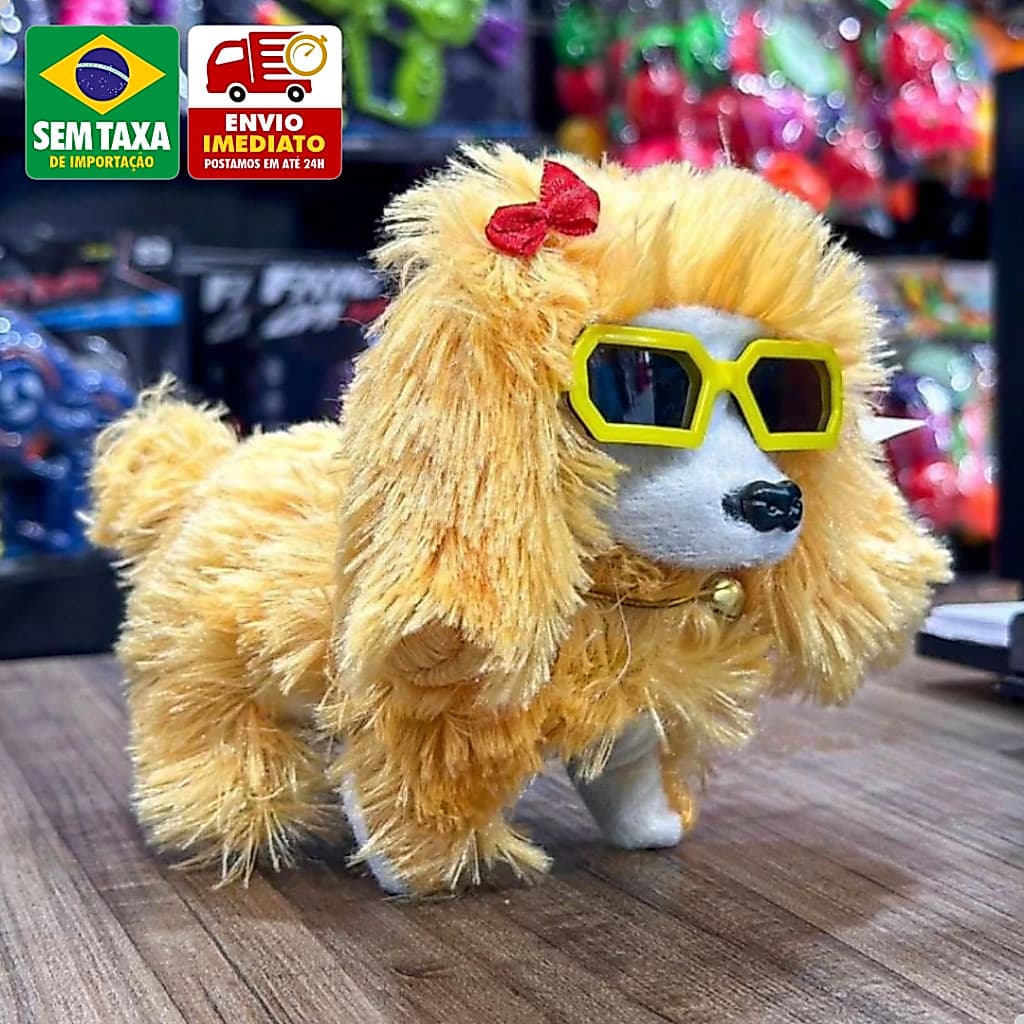 Cachorrinho Pelúcia Interativo Infantil Anda Late Luz Som Movimento Brinquedo Pilha
