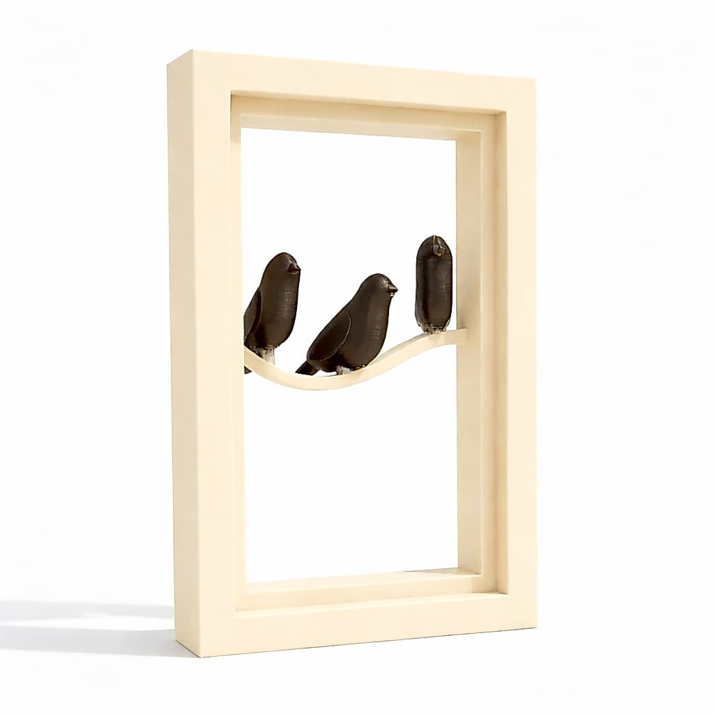 Quadro Decorativo Pássaros Minimalista 15x10x2cm