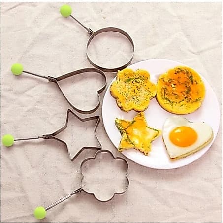 5 peças Molde Forma Omeleteira Panqueca Ovo Frito Aço Inox