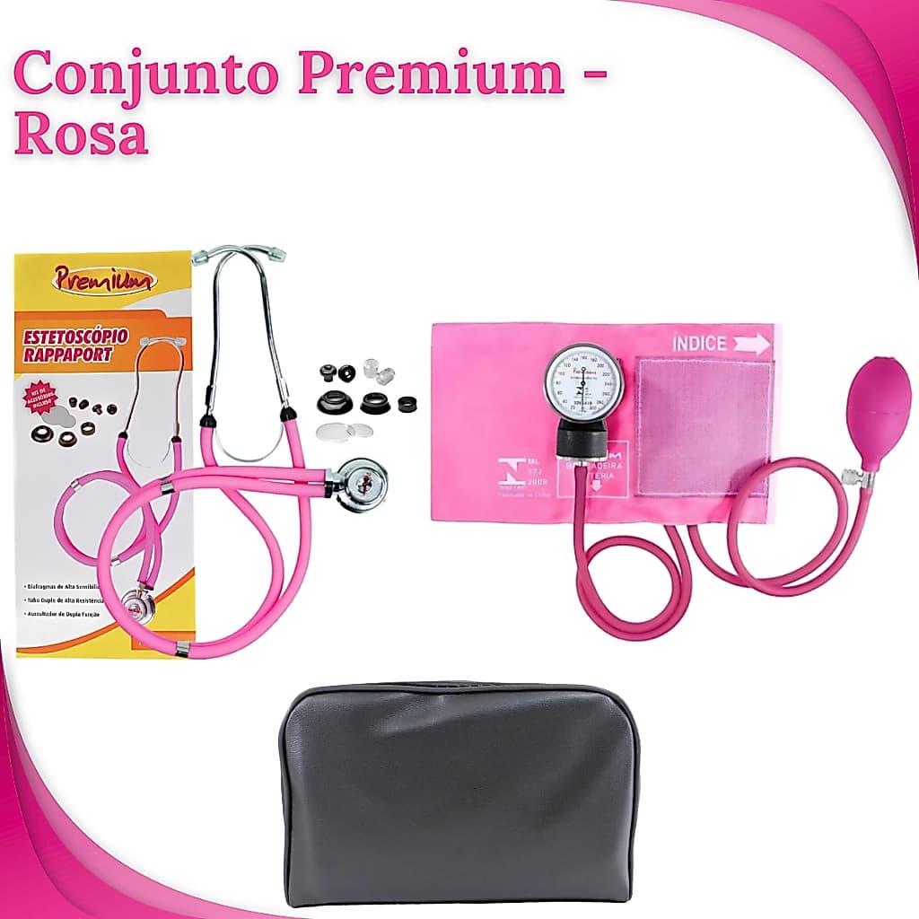 Conjunto Esfigmomanômetro + Estetoscópio Rappaport Colorido
