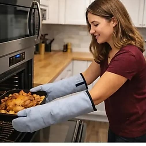 Luva Térmica Longa para Cozinha -Uso Doméstico tecido metalizado, proteção para mãos