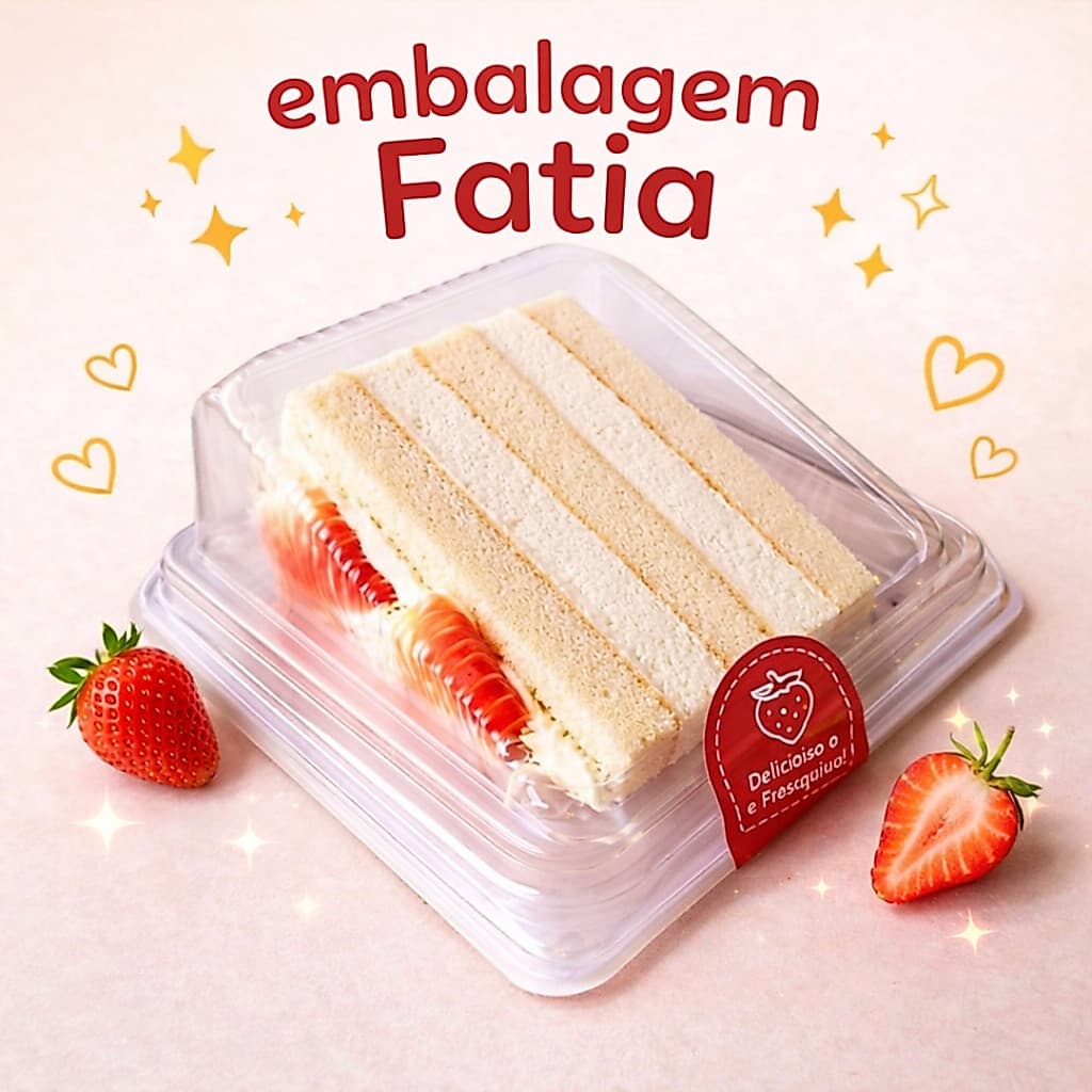 Kit 6 ou 12 Unidades Embalagem Bolo Fatia Pedaço Transparente Confeitaria Doce Delivery Padaria