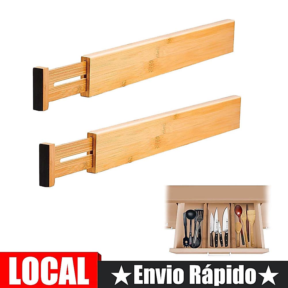 Separador de gaveta 2 peças conjunto de Material de bambu comprimento livremente ajustável entre pintura Spray externa c