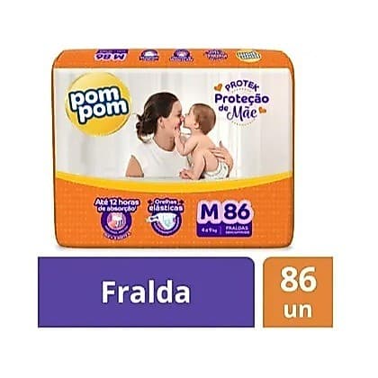 Fralda Pom Pom Protek Amor de Mãe Hiper M 86 unidades