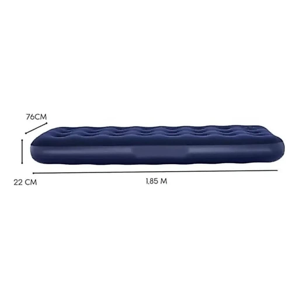 Colchão Inflável Solteiro Azul Superfície Aveludada Cor:Azul