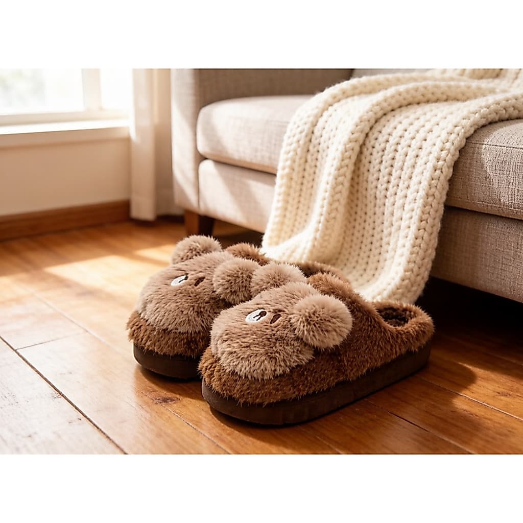 Pantufa Feminina Urso Peluciada Antiderrapande Solado emborrachado