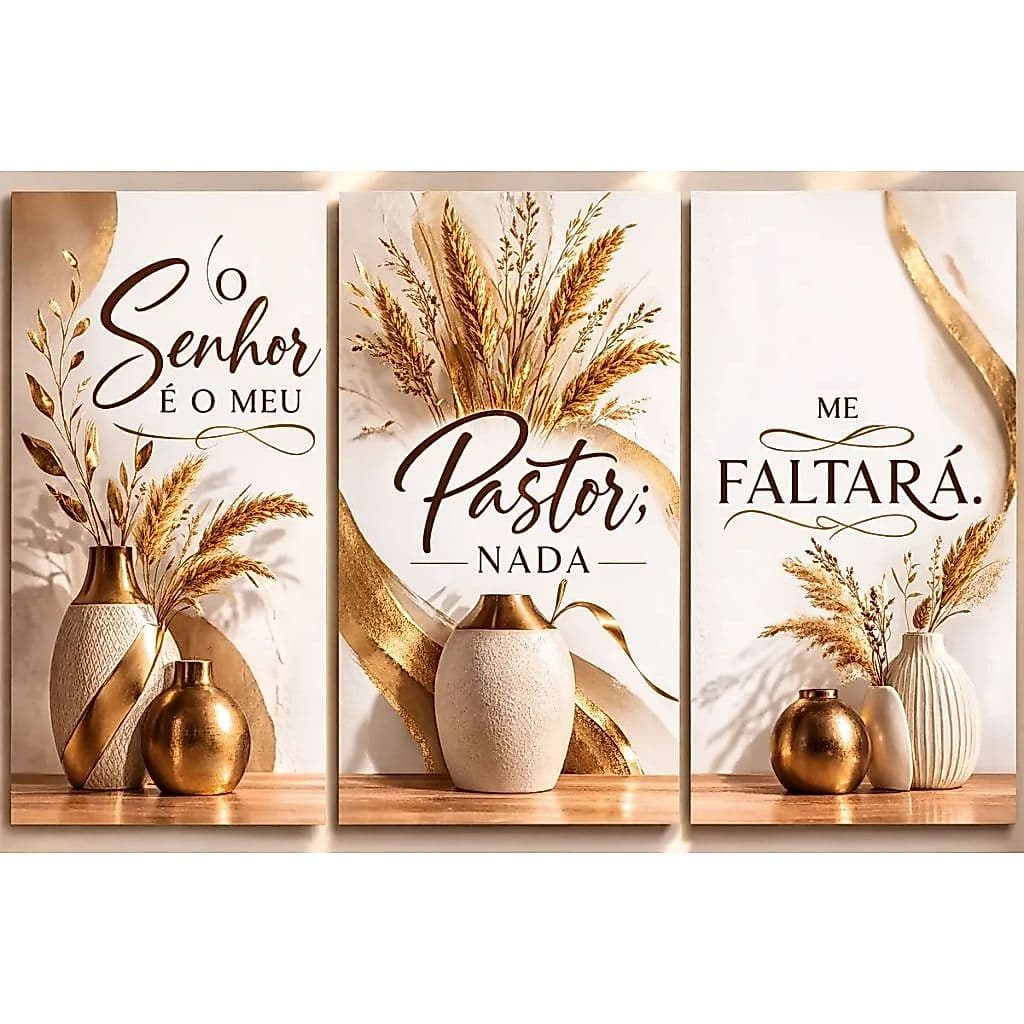 Quadro Sala Vasos Trigo O Senhor E Meu Pastor NADA ME FALTARA