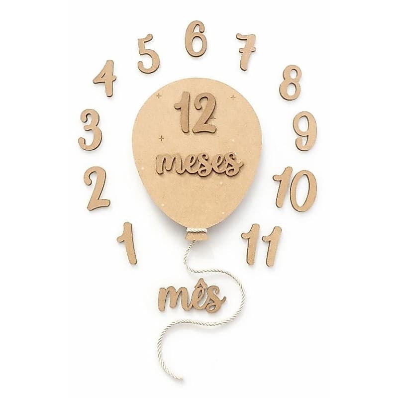 Kit Mesversario mdf decoração números balão e palavras