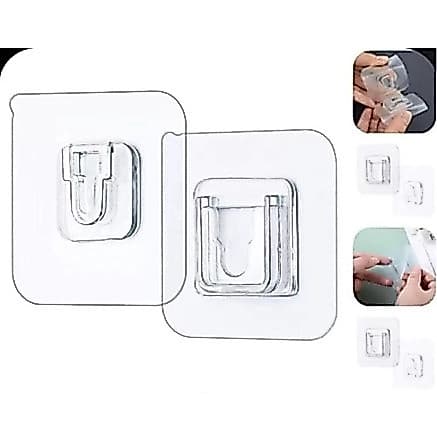 10 Peças/5 Pares Gancho Adesivo Macho Fêmea Dupla Face Transparente Sem Furos Pregos Para Banheiro E Cozinha