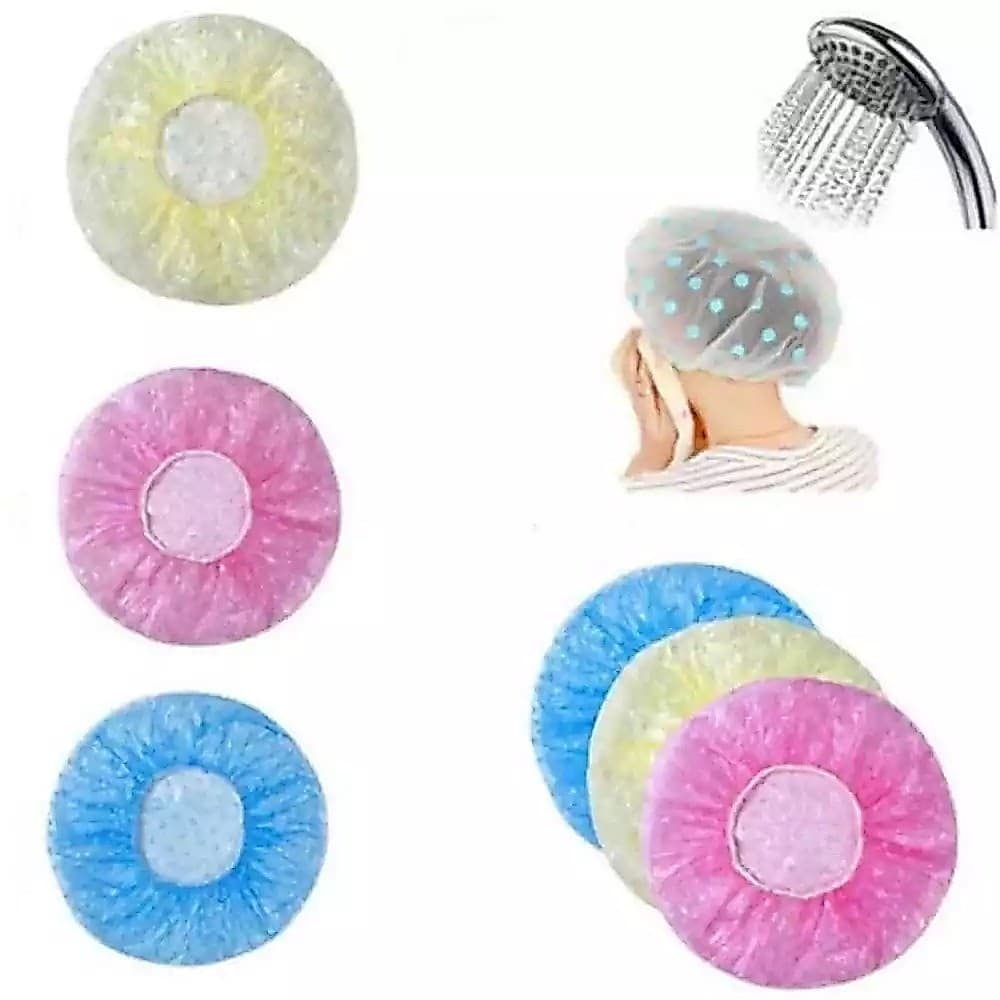 Touca  Para Banho Reutilizável A Prova D´agua Impermeável Cores Sortidas Kit com 3