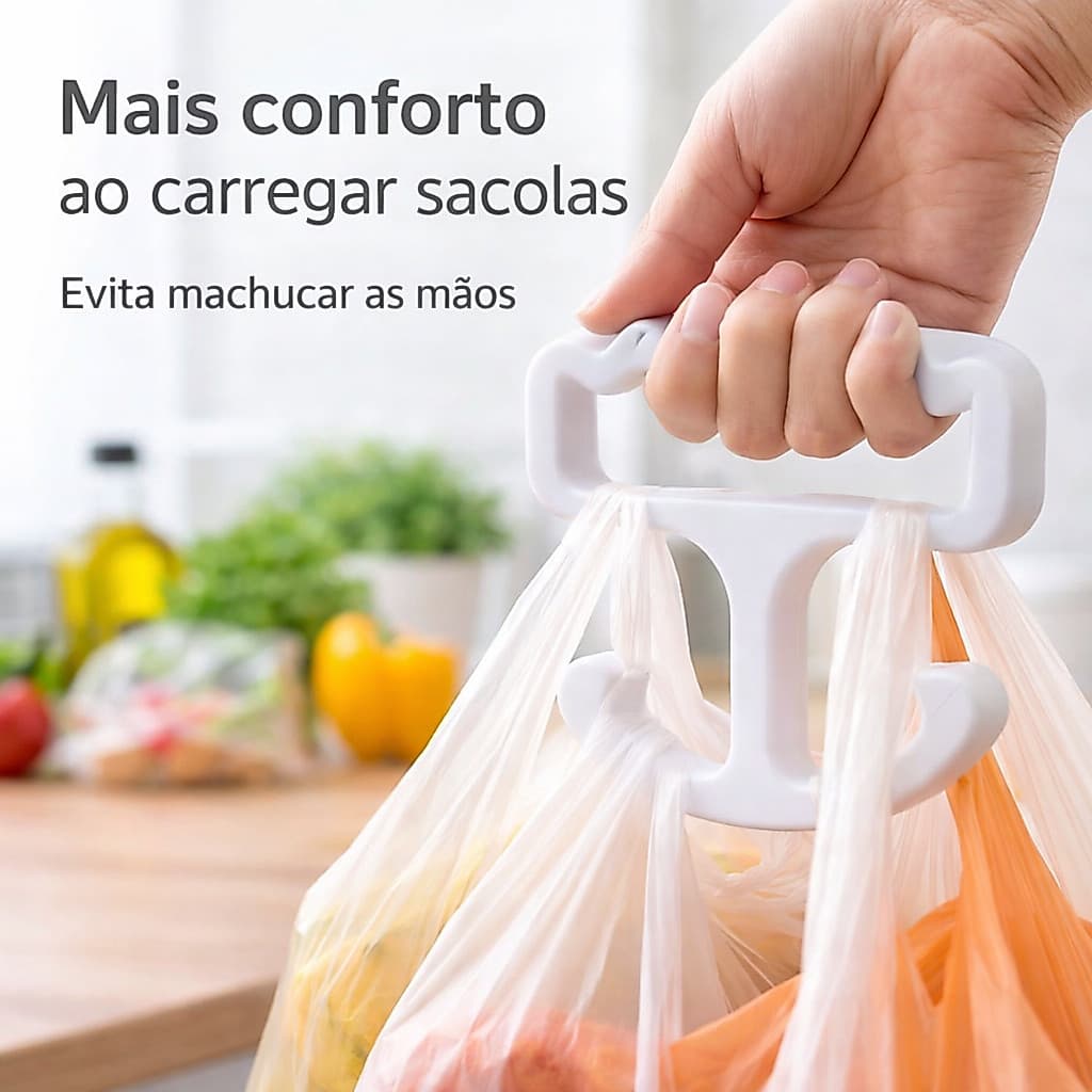 Suporte Pegador de Sacolas Alça Porta Compras Ergonômico Carregador Suporte Confortável Não machuca
