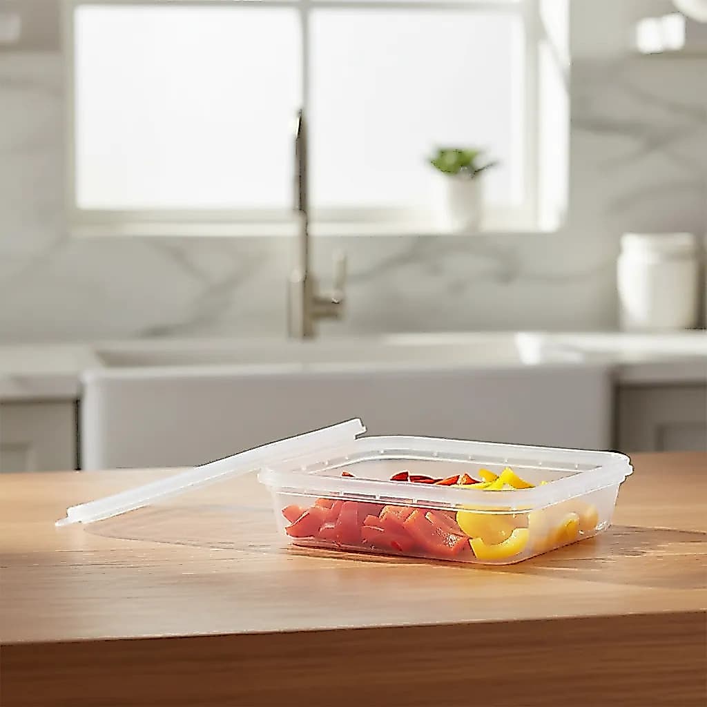 Pote 350ml Retangular Pp Com Tampa Lacre | Caixa 20x10 Und