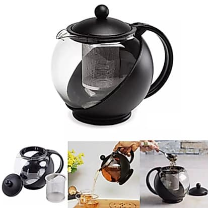 Chaleira de Vidro 750ml com Infusor em Inox Bule para Chá Café Ervas com Filtro Resistente