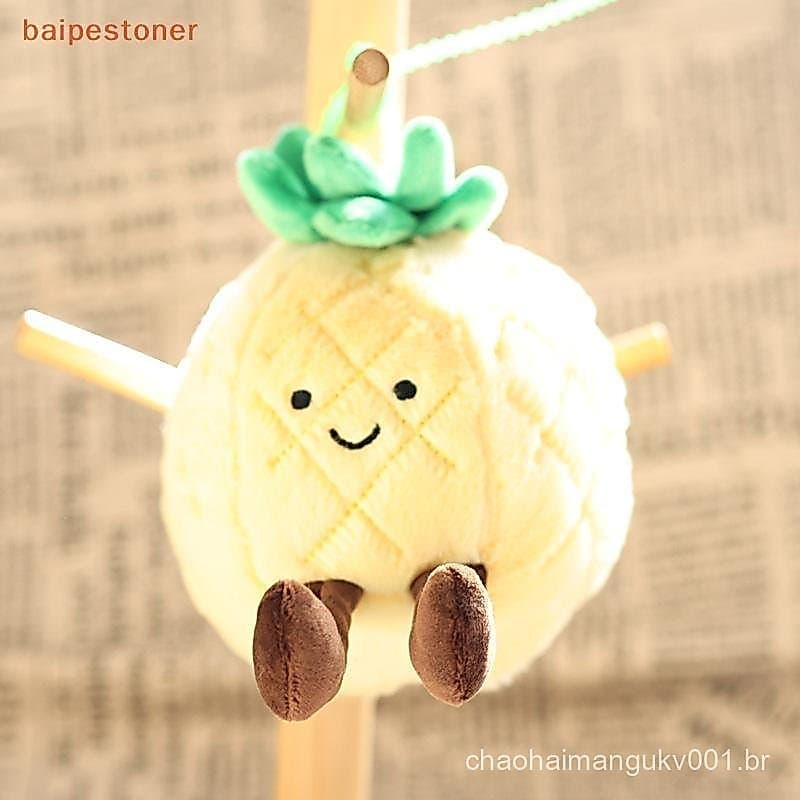 [baipestoner] 1 Peça Chaveiro De Frutas Simuladas De Desenho Animado Fofo Berinjela Morango Pinho Pelúcia Berloque Brinq