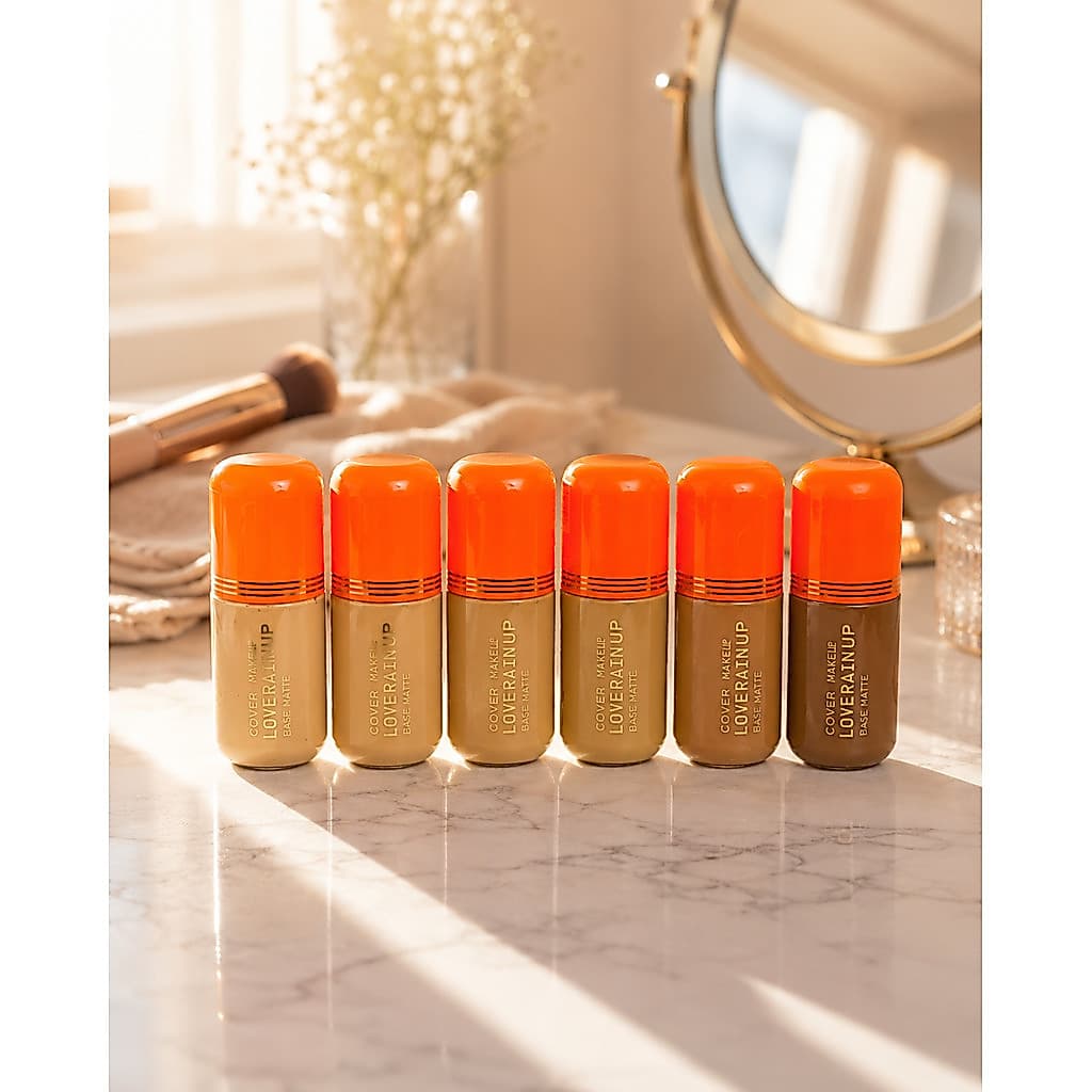 BASE LÍQUIDA MATTE LOVE RAIN UP COVER Makeup Facial Acabamento Aveludado 6 Tons
