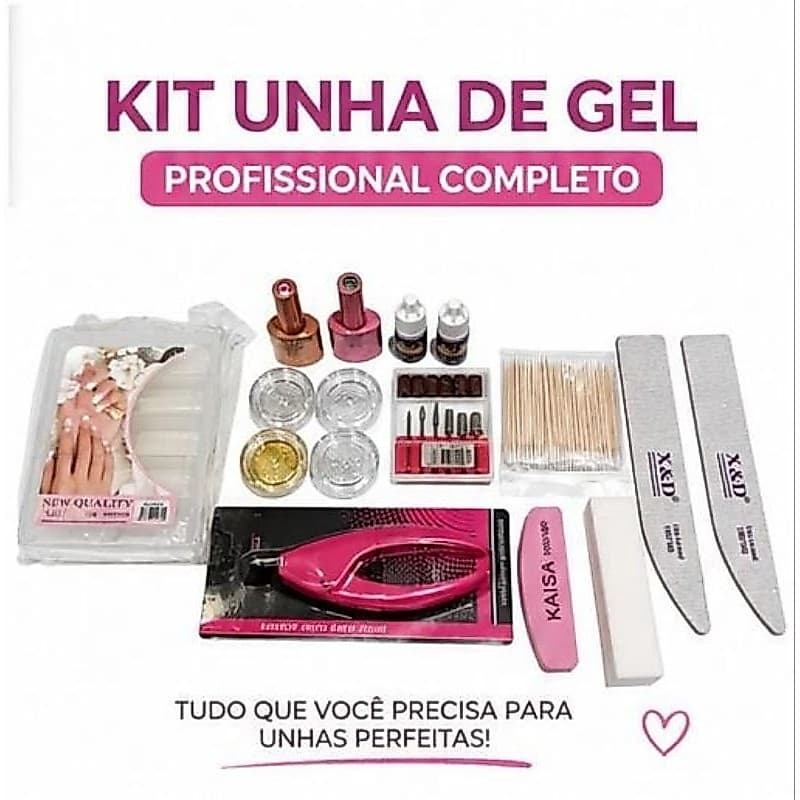 Kit Unha de Gel Profissional Completo Alongamento Manicure Fibra Nail Designer