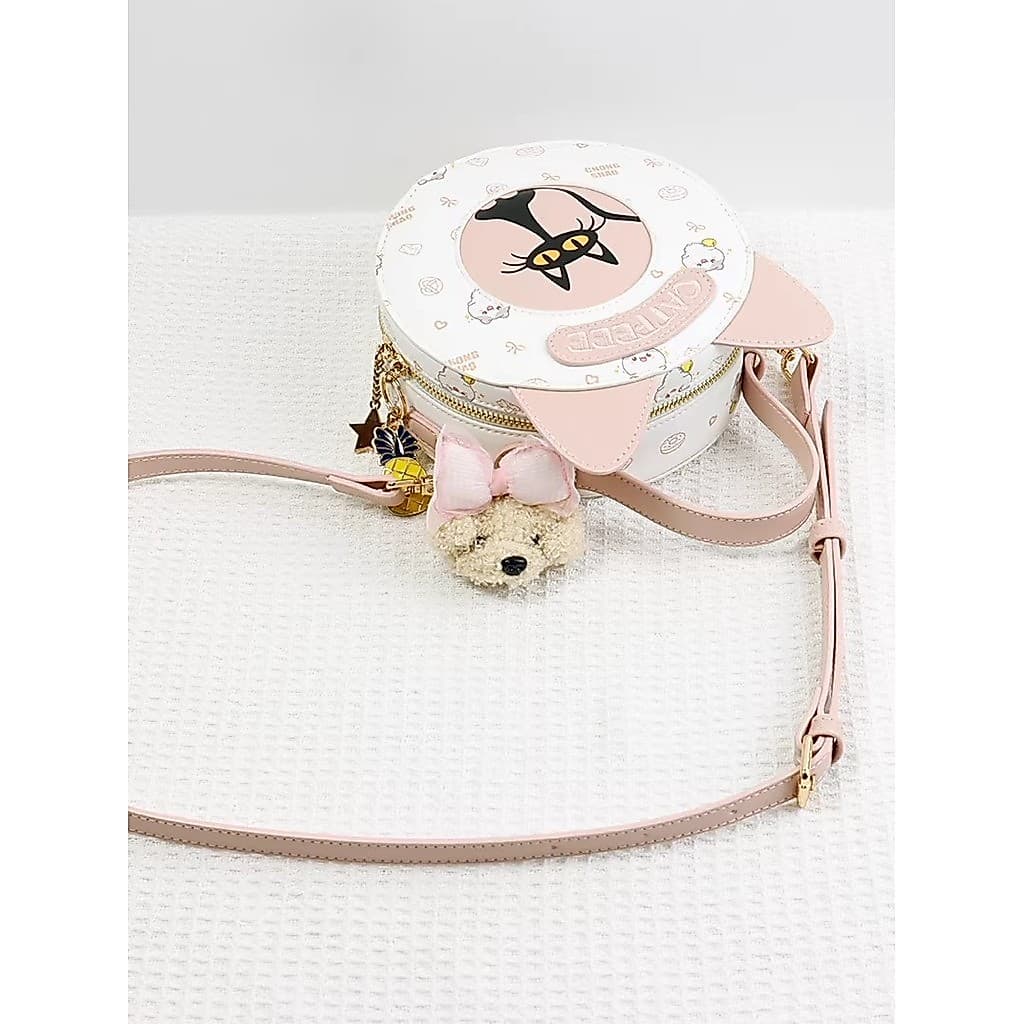 Nicho Design gato dos desenhos animados redondo bolo saco feminino Crossbody bonito contraste cor menina formatura prese