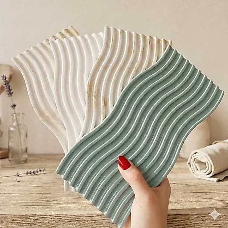 Bandeja Ondulada Wave em Gesso Decorativa | Porta-Joias para Acessórios