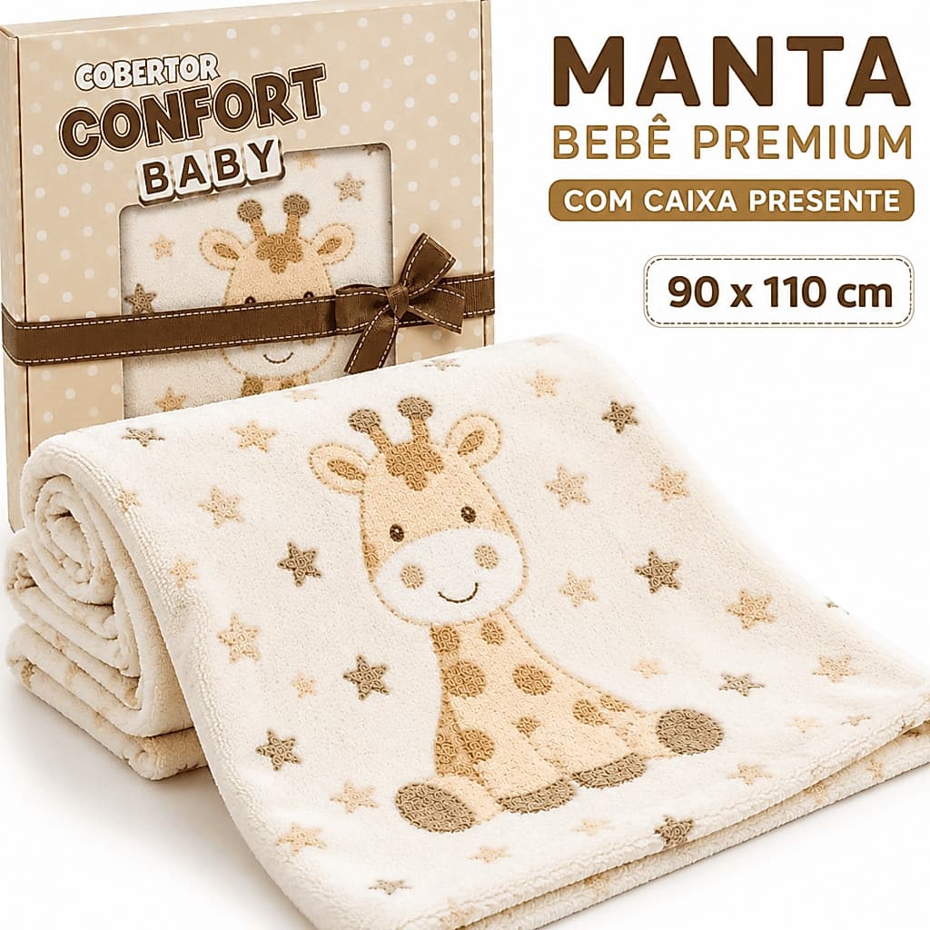 Manta Bebê Unissex Premium com Caixa Presente Cobertor Macio Quentinho Presente Recém Nascido Enxoval Maternidade