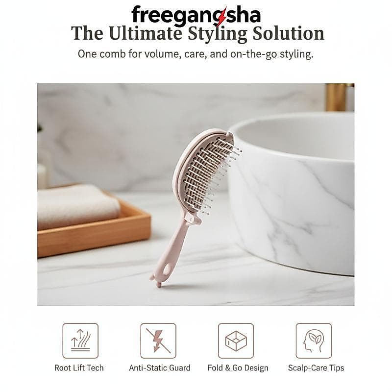 [FRE] Escova De Cabelo Desembaraçadora Autolimpante Anti Emaranhado Ventilado Design Ferramenta De Volume De Raiz Para U