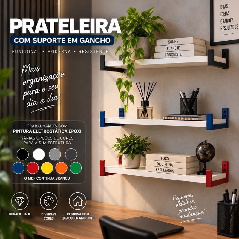 PRATELEIRA INDUSTRIAL COM MDF