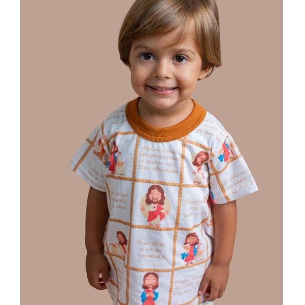 Pijama Tal Mãe Tal Filho 100% Algodão Hipoalergênico Coleção Pai Nosso | oração | Verão Tam 1 ao 12