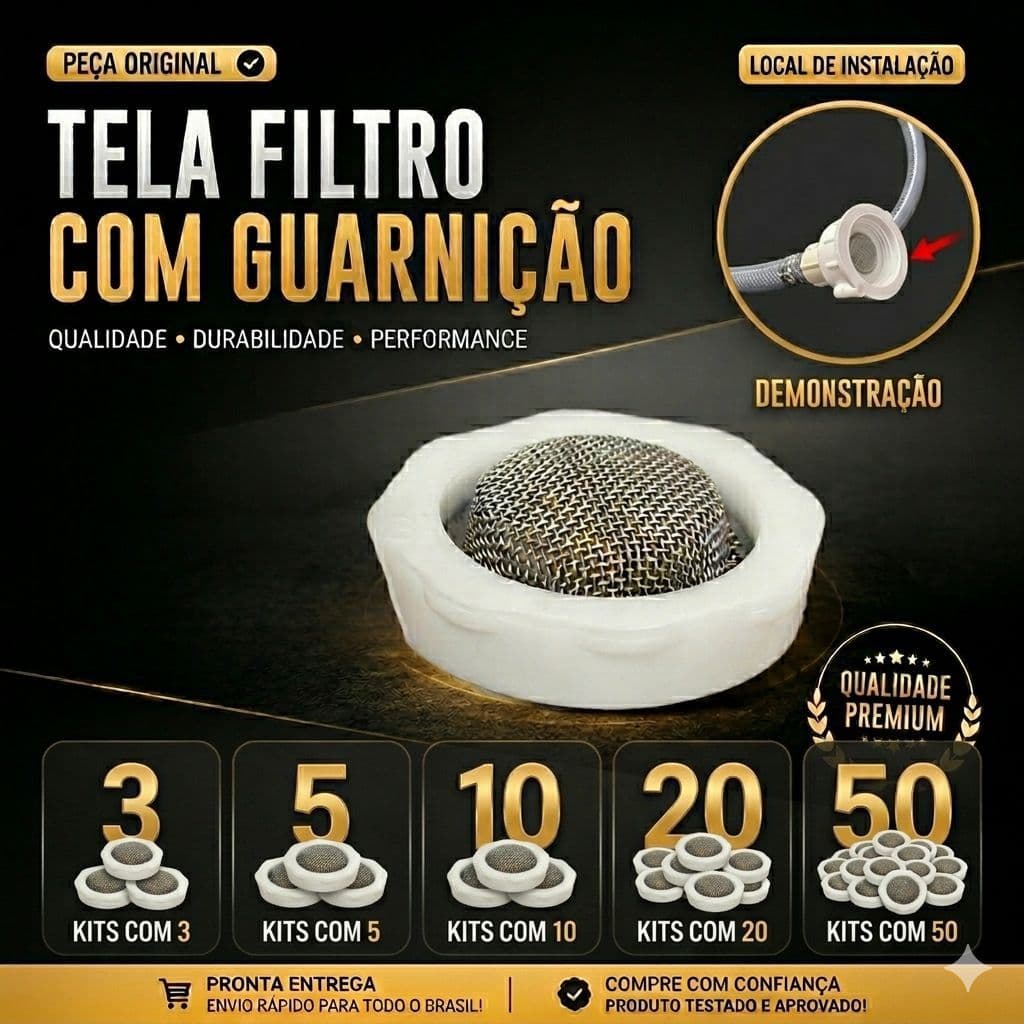 Arruela Com Filtro Anilha Peneira Para Maquina Lavadora Compativel kit