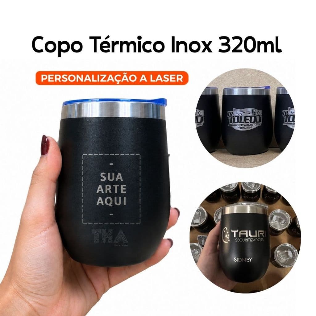 Copo Térmico 350ml Inox Personalizado a Laser com Tampa | Brinde Corporativo e Presente