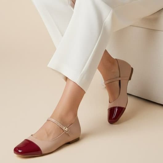 Sapatilha Feminina Mary Jane Confortável Luxo Elegante Sapato Feminino Boneca  Bico Quadrado Amêndoa