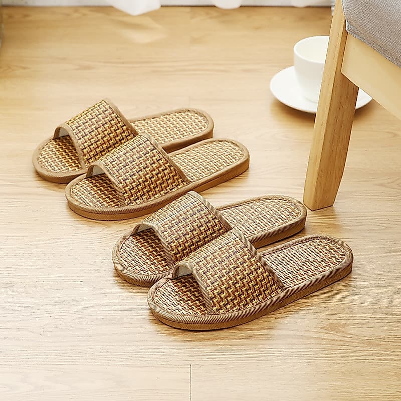 Bambu tecido bambu Rattan grama verão chinelos casuais das mulheres dos homens casa piso de madeira Retro palha esteira