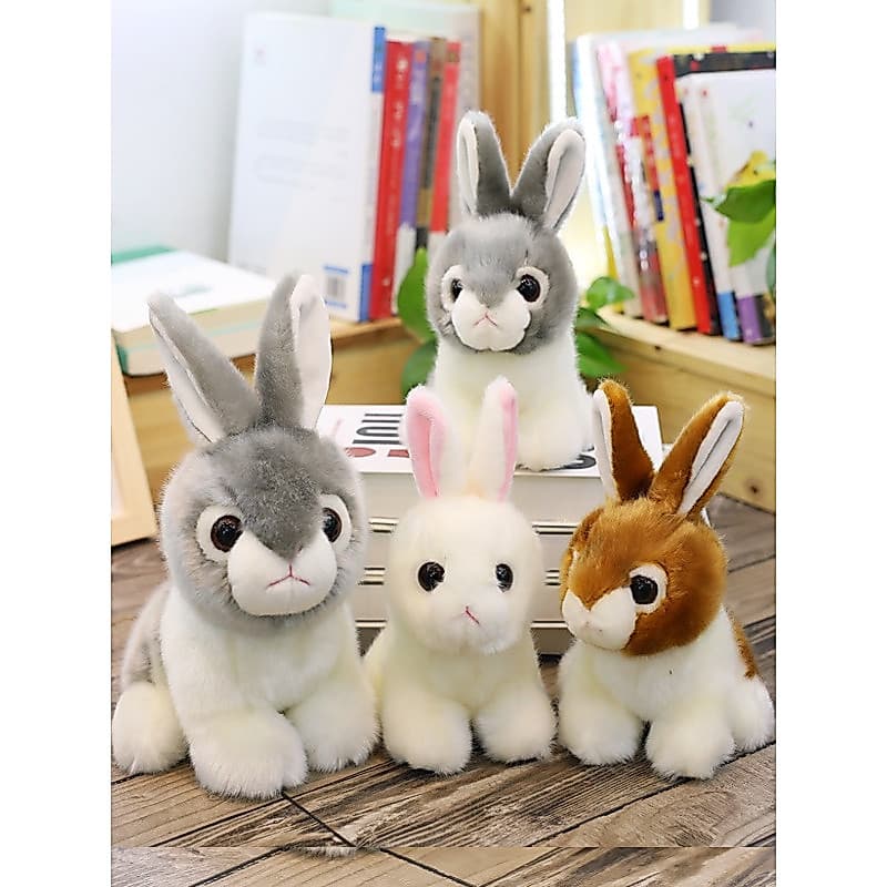 Simulação coelho cinza brinquedo de pelúcia pequeno coelho branco Ragdoll crianças dormindo abraço acompanhando jogar zo