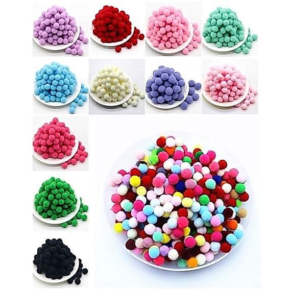 Mini Pompom 1cm - Diversas Cores - 200 unidades
