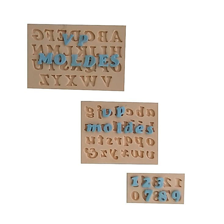Molde de Silicone Letras  Alfabeto e Numero - Biscuit, Resina, Pastas e etc... (M 143)