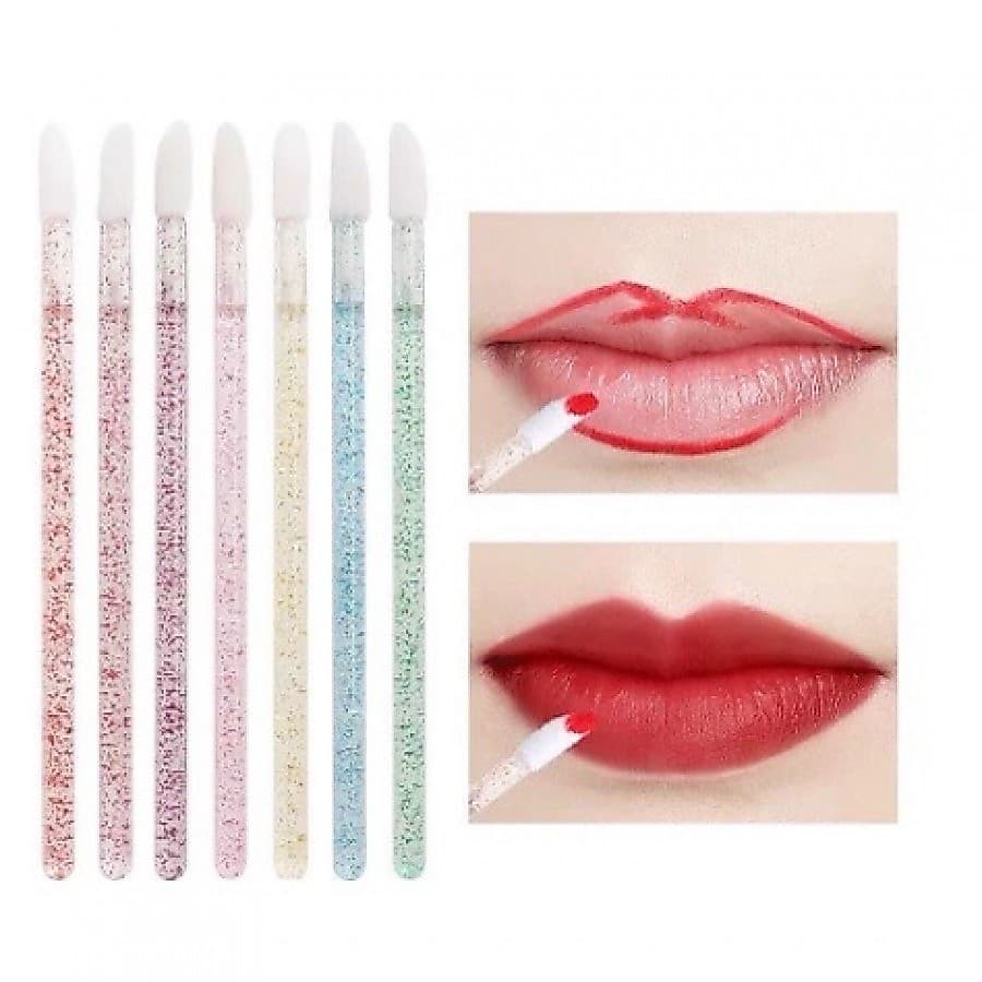 Pincel Aplicador Batom e Henna Sobrancelha Coloridos Glitters 24Uni