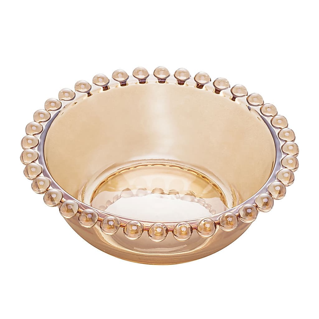 Cj. 3 Bowls de Cristal Pearl Bolinha Ambar 14 x 5cm