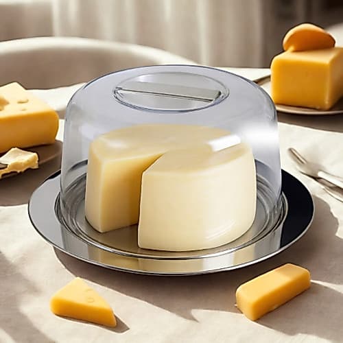 Queijeira de Inox e Tampa Acrílica, Porta Queijos e Ricotas.
