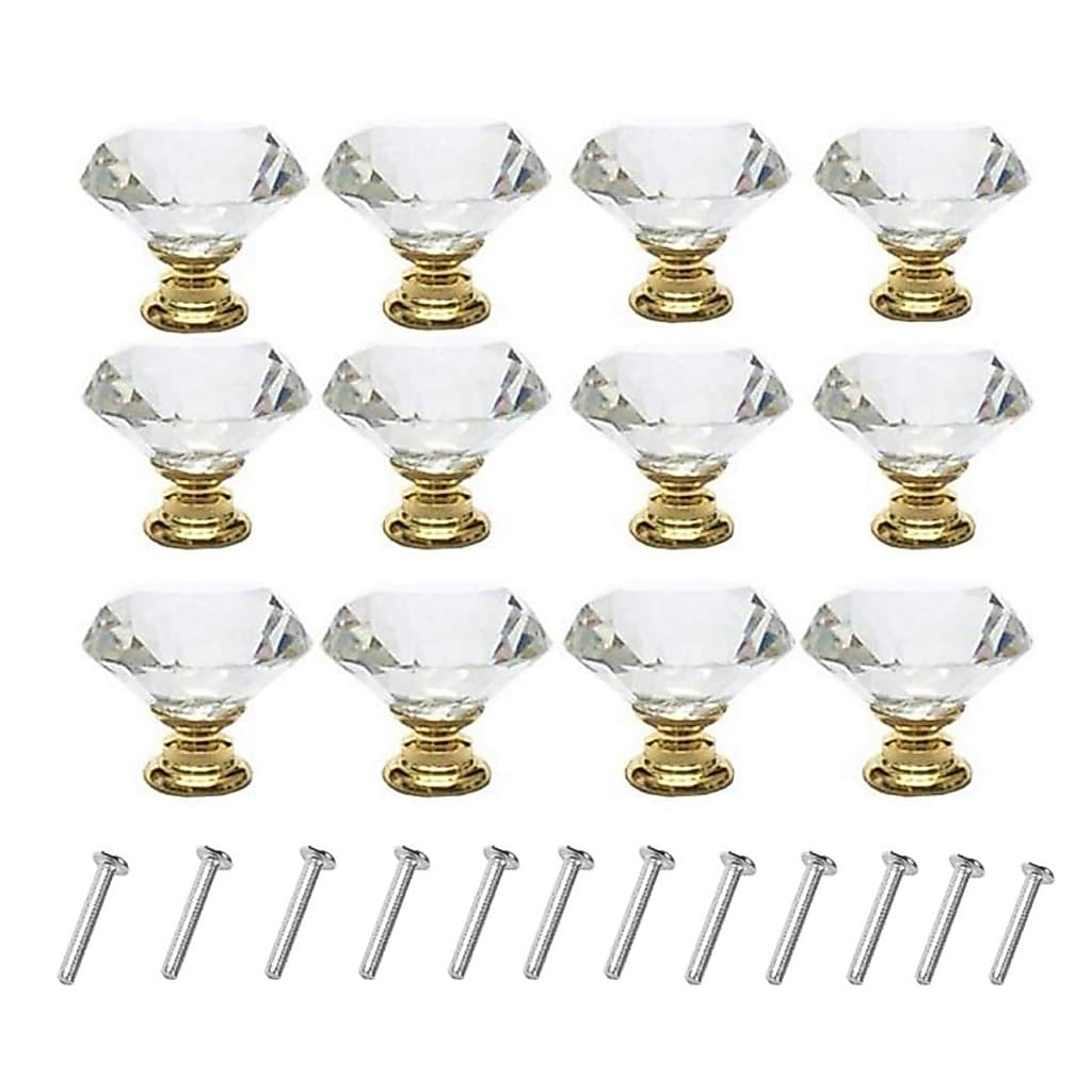 Kit 10 Puxadores Cristal Transparentes De Gaveta De Armário