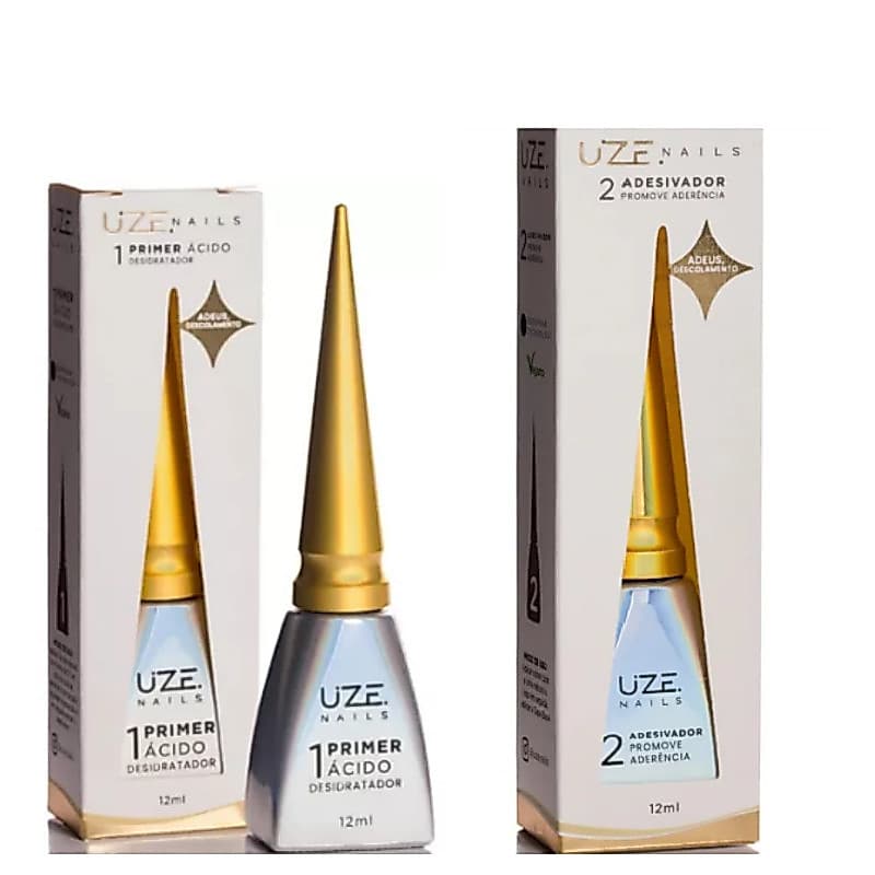 Preparadores Uze Nails Primer ácido Adesivador Capa Base 12ml - Passo 1,2 e 3 - Uze Nails