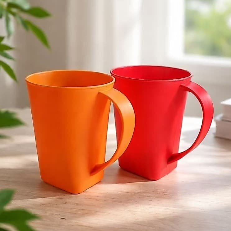 Kit Caneca Plástica 450ml Resistente Colorida Reutilizável Prática Casa Cozinha Igreja Escolas