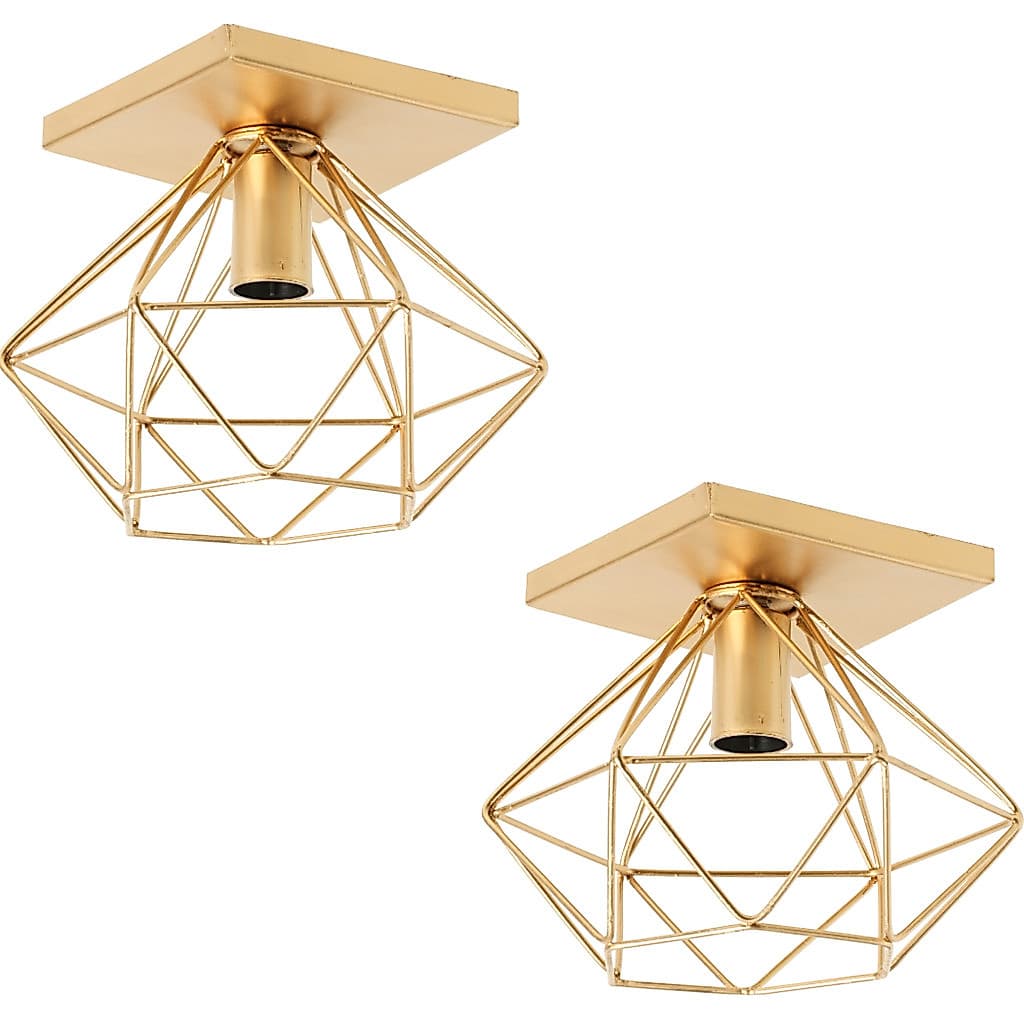 2 Paflon Lustre Teto Industrial Retrô Aramado Diamante Quadrado Aramado
