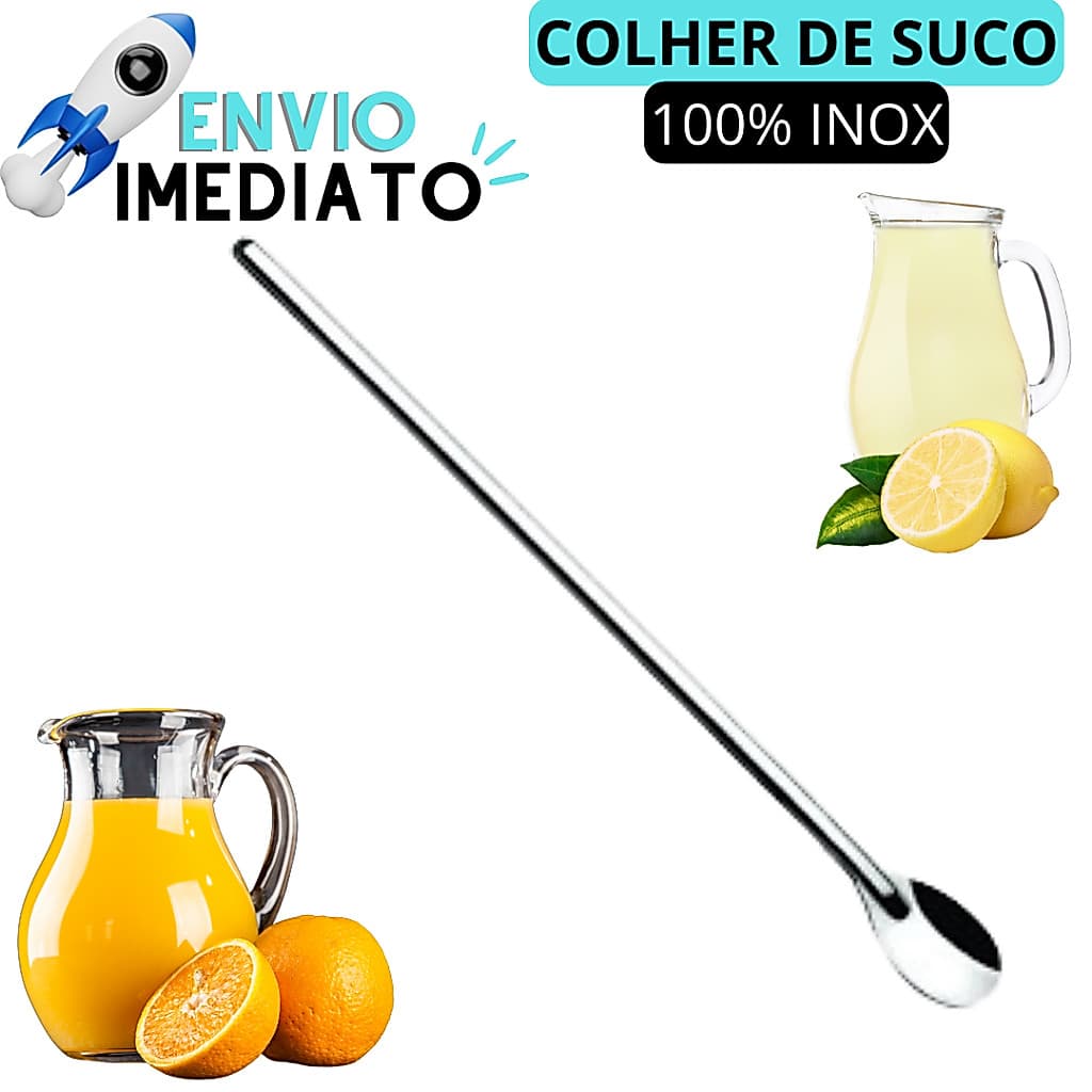 Colher Bailarina Para Suco Drinks Colher Longo Alcance Colher de Suco Em Aço Inox 30cm Bares Restaurantes