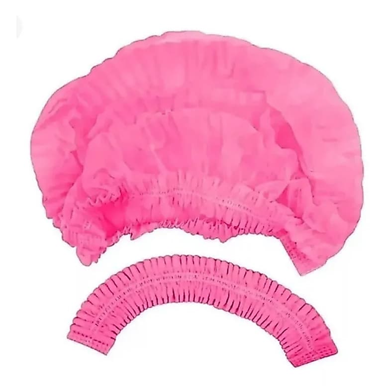 100UN Touca Descartável TNT Sanfonada Elástico Rosa