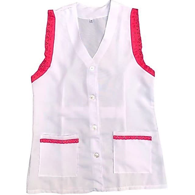 Avental, Jaleco, Branco com detalhes pink para professora, manicure, cabelereiro, pet shop, enfermeira, dentista