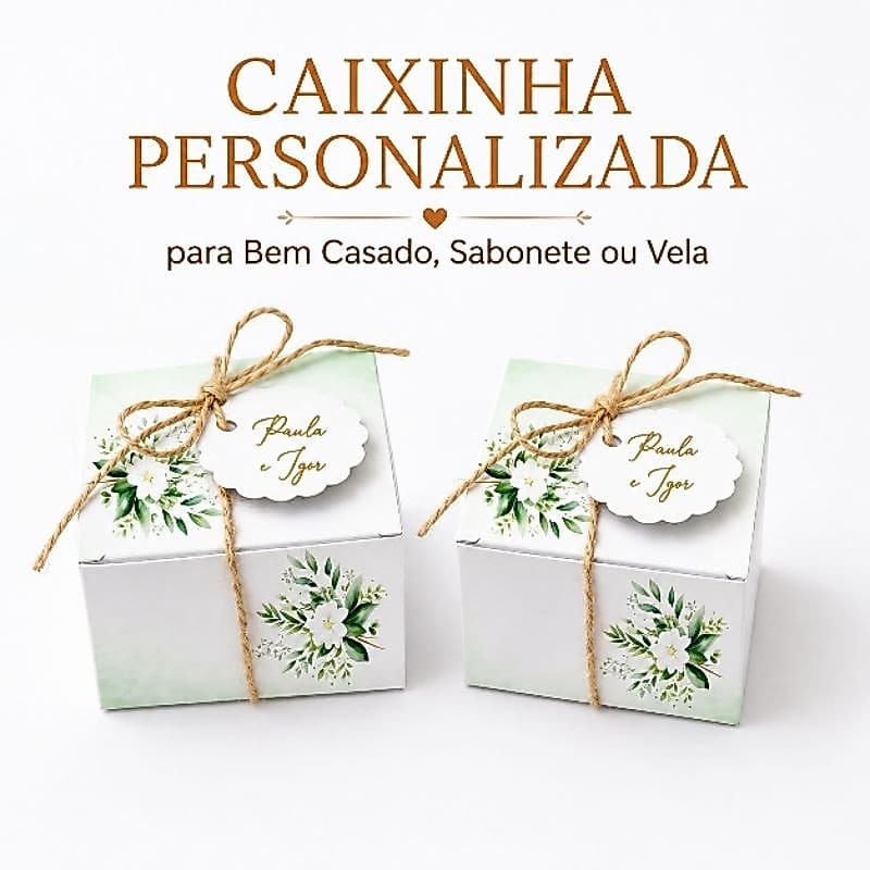 Caixa para  Lembrancinhas Bem Casado, Sabonete, Bem Vivido e Velas  7x7x4 cm