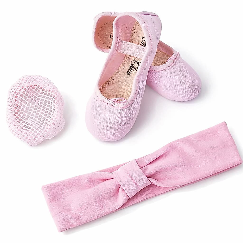 Kit Sapatilha Faixa E Redinha Cabelo Ballet Jazz Infantil