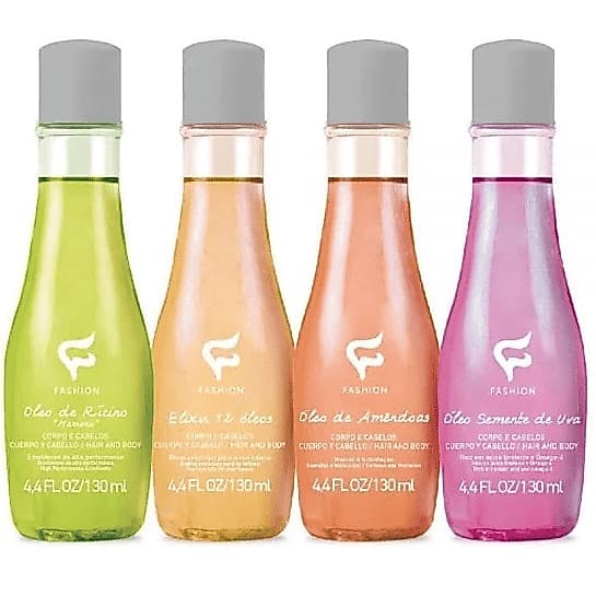 Óleos Corpo E Cabelo 130ml - Rícino / Elixir / Amêndoas / Uva - Fashion Cosméticos