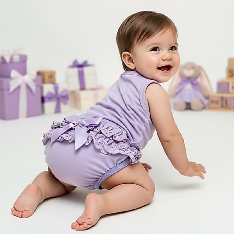 Kit Bebe Menina Camiseta e Calcinha Bumbum de Rica com Laço Conjunto Roupinha Infantil 0 a 5 Meses